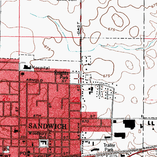 Topographic Map of Knights Park, IL
