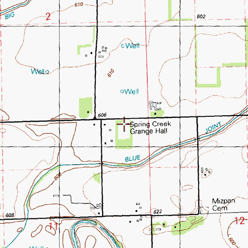 Topographic Map of Spring Creek Grange Hall, IL