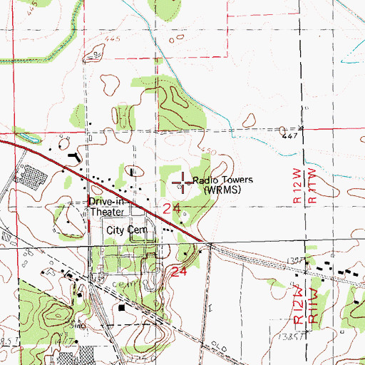 Topographic Map of WRMS-AM (Beardstown), IL