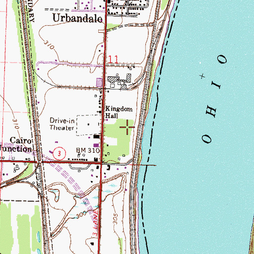 Topographic Map of WKRO-AM (Cairo), IL