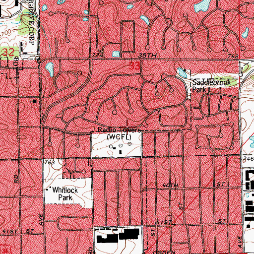 Topographic Map of WLUP-AM (Chicago), IL