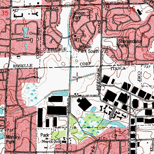Topographic Map of WBBM-AM (Chicago), IL