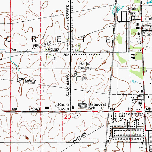 Topographic Map of WMPP-AM (Chicago Heights), IL