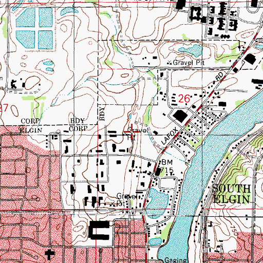 Topographic Map of WRMN-AM (Elgin), IL