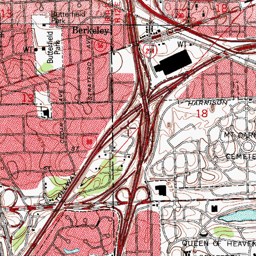 Topographic Map of WKDC-AM (Elmhurst), IL