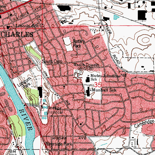 Topographic Map of WFXW-AM (Geneva), IL