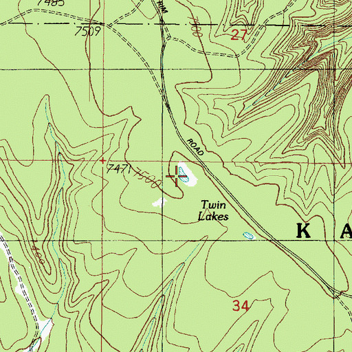 Topographic Map of Twin Lakes, AZ