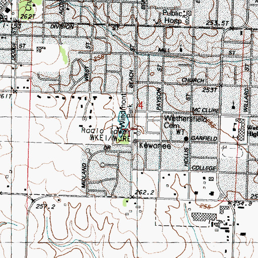 Topographic Map of WKEI-AM (Kewanee), IL