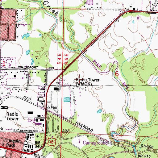 Topographic Map of WMOK-AM (Metropolis), IL