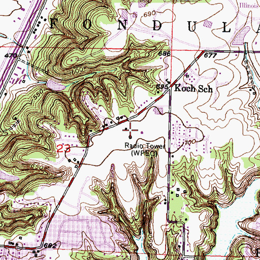 Topographic Map of WPEO-AM (Peoria), IL