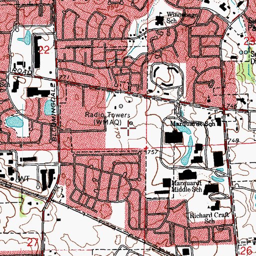 Topographic Map of WYSY-FM (Aurora), IL