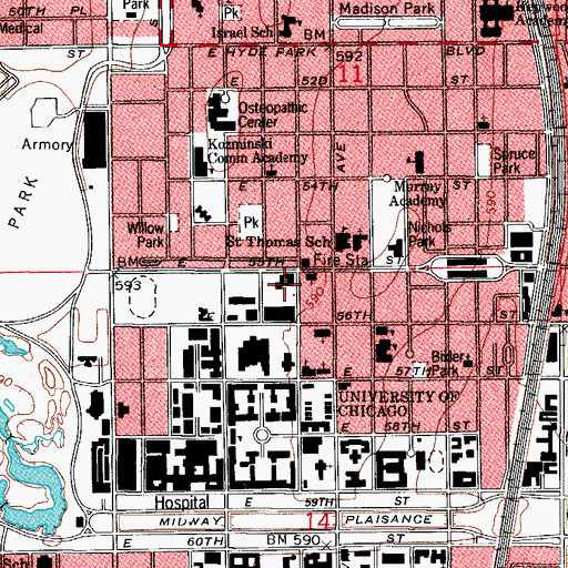 Topographic Map of WHPK-FM (Chicago), IL