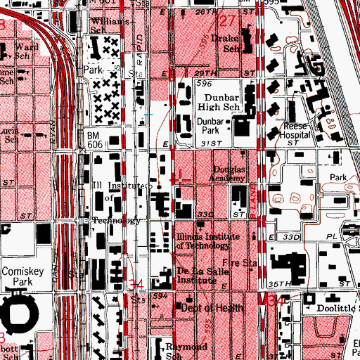 Topographic Map of WOUI-FM (Chicago), IL