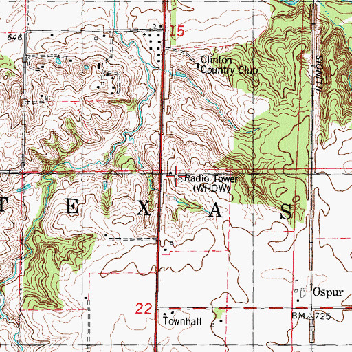 Topographic Map of WHOW-FM (Clinton), IL