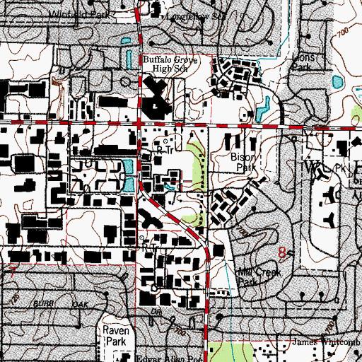 Topographic Map of WYLL-FM (Des Plaines), IL