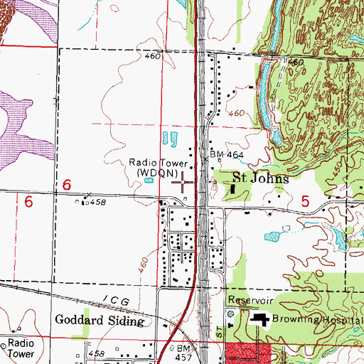 Topographic Map of WDQN-FM (Duquoin), IL