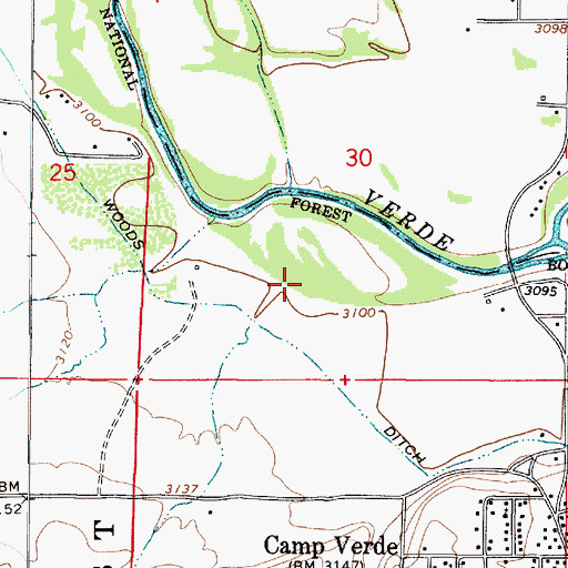 Topographic Map of Camp Verde Military Reservation (historical), AZ
