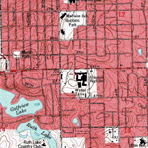 Topographic Map of WHSD-FM (Hinsdale), IL