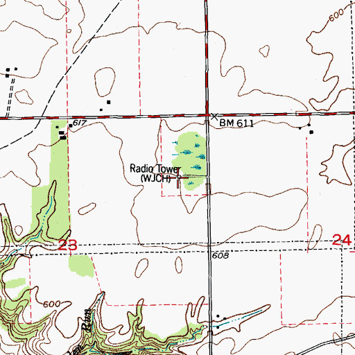 Topographic Map of WJCH-FM (Joliet), IL