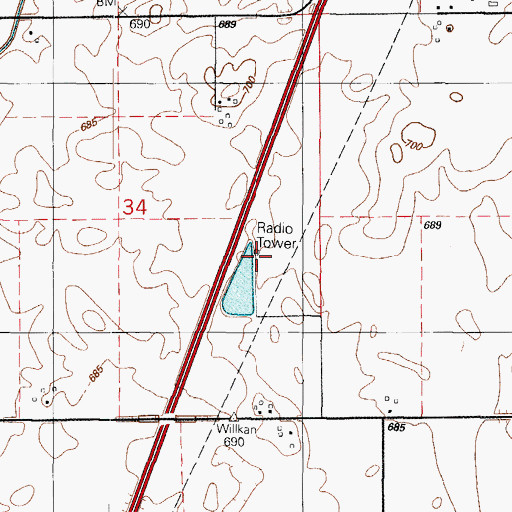 Topographic Map of WBUS-FM (Kankakee), IL