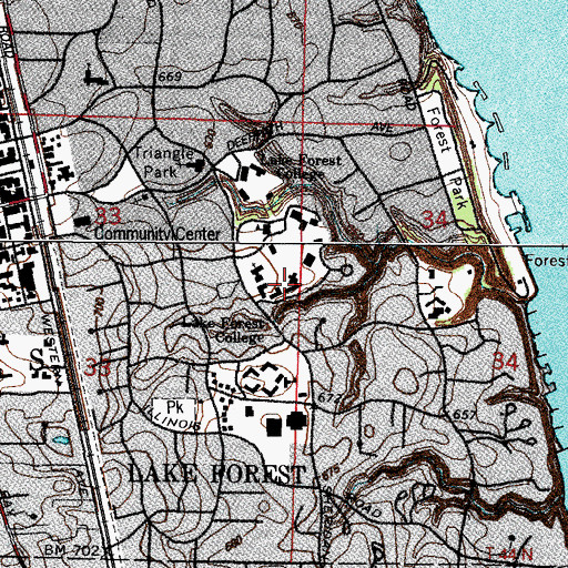 Topographic Map of WMXM-FM (Lake Forest), IL