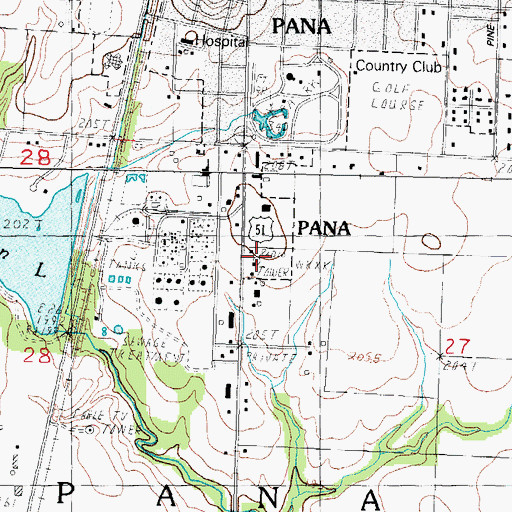 Topographic Map of WXKO-FM (Pana), IL