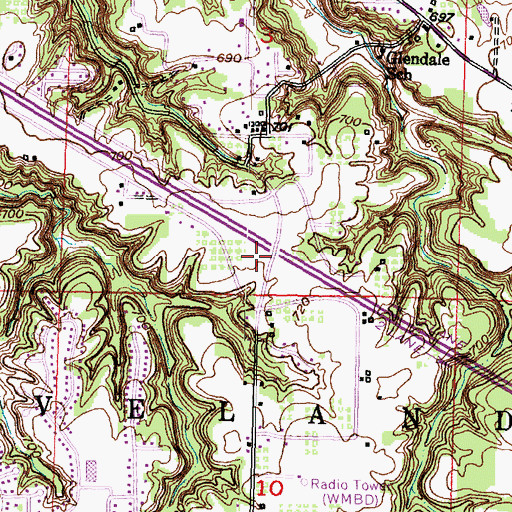 Topographic Map of WXCL-FM (Pekin), IL