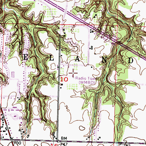 Topographic Map of WKZW-FM (Peoria), IL