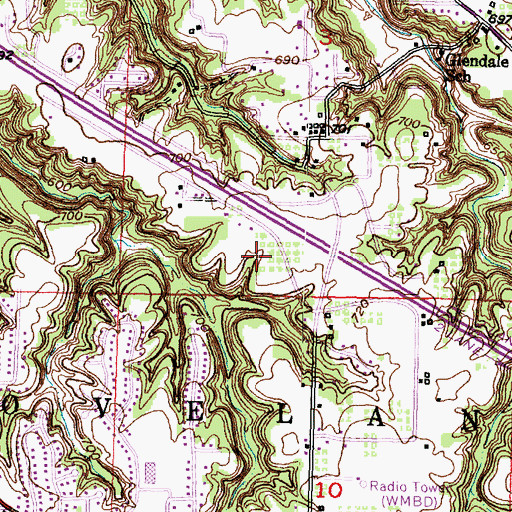 Topographic Map of WECU-FM (Peoria), IL
