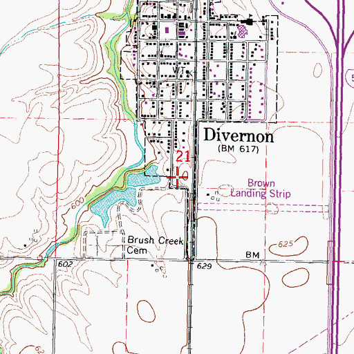 Topographic Map of WRVI-FM (Virden), IL