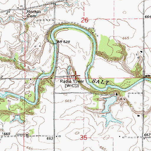 Topographic Map of WICD-TV (Champaign), IL