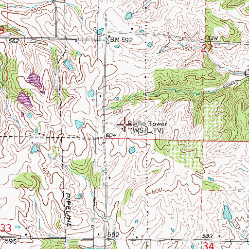 Topographic Map of WSIL-TV (Harrisburg), IL