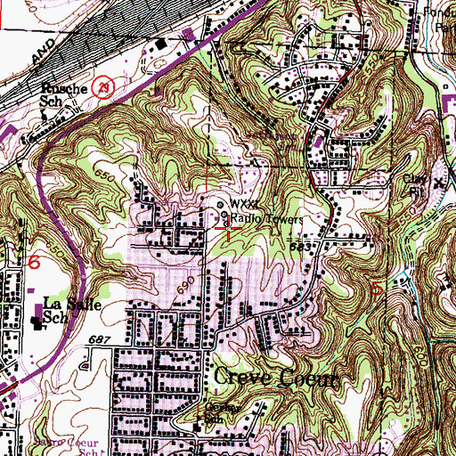 Topographic Map of WHOI-TV (Peoria), IL