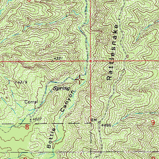 Topographic Map of Bottle Canyon, AZ