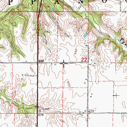 Topographic Map of Township of Appanoose, IL