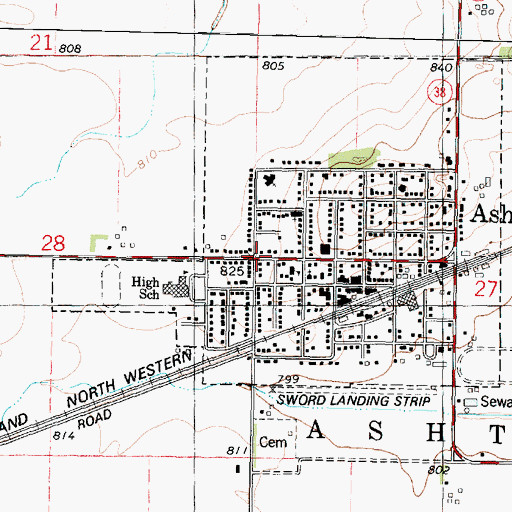 Topographic Map of Township of Ashton, IL