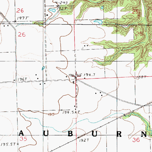Topographic Map of Township of Auburn, IL