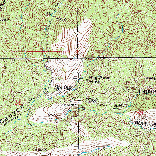 Topographic Map of Dog Water Mine, AZ