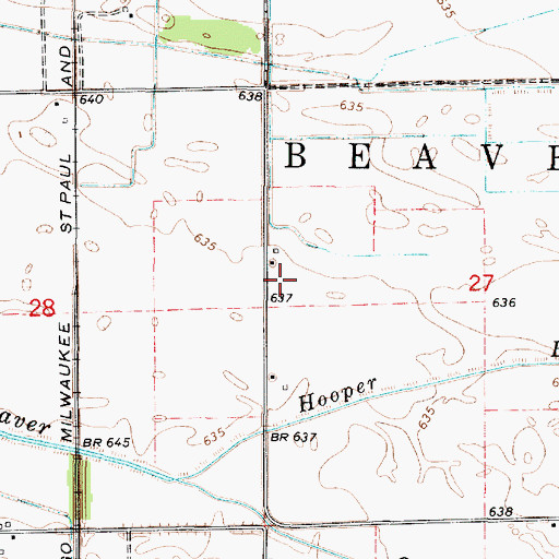 Topographic Map of Township of Beaverville, IL