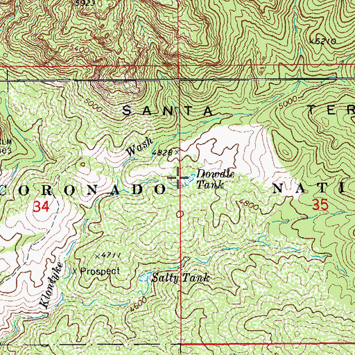 Topographic Map of Dowdle Tank, AZ