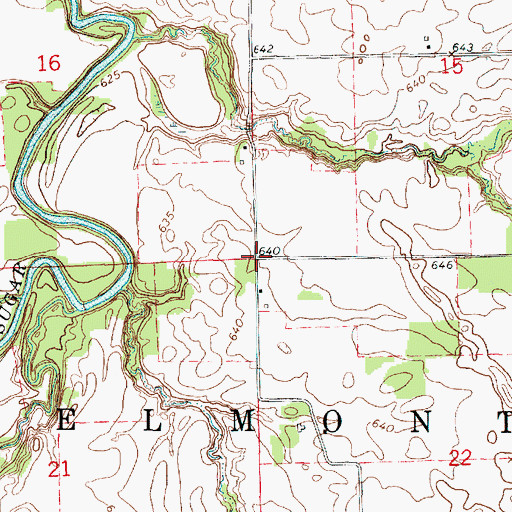 Topographic Map of Township of Belmont, IL