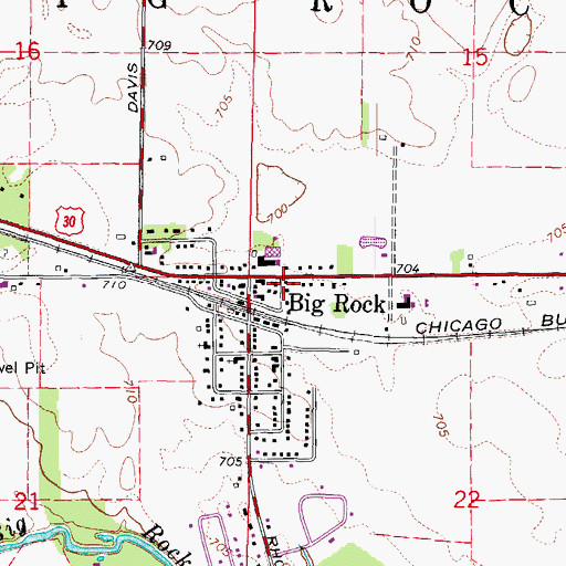 Topographic Map of Township of Big Rock, IL