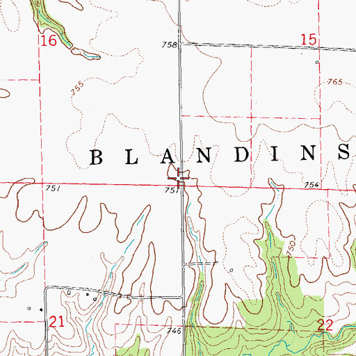 Topographic Map of Township of Blandinsville, IL