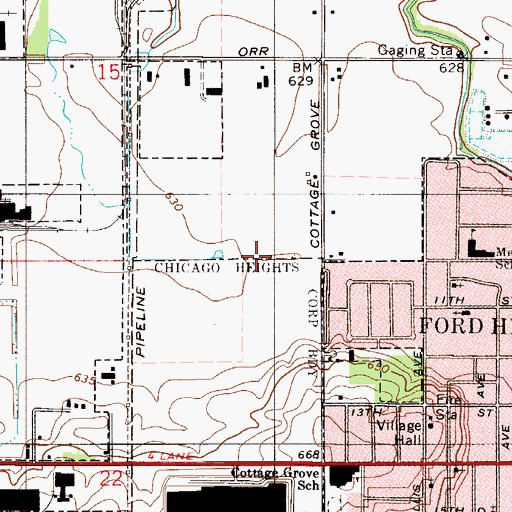 Topographic Map of Township of Bloom, IL