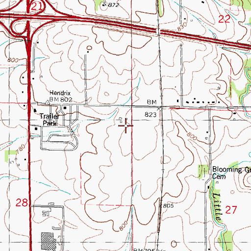 Topographic Map of Township of Bloomington, IL