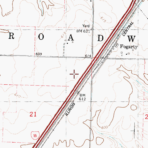 Topographic Map of Township of Broadwell, IL