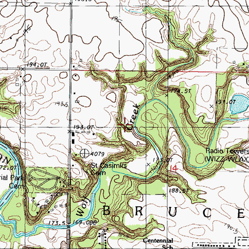Topographic Map of Township of Bruce, IL