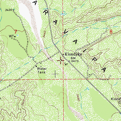 Topographic Map of Klondyke, AZ
