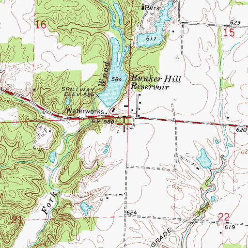 Topographic Map of Township of Bunker Hill, IL
