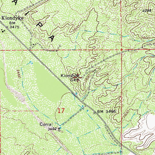 Topographic Map of Klondyke Cemetery, AZ